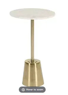 Kate and Laurel Tira Modern Marble Side Table, 14 x 14 x 24, Gold, Decorative Round Pedestal Table for Living Room