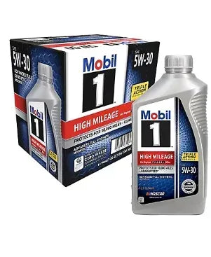 Mobil 1 High Mileage Full Synthetic Motor Oil 5W-30, 6 pk./1 qt.