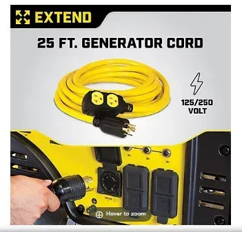Champion 25-Foot 30-Amp 125/250-Volt Duplex-Style Generator Extension Cord (L14-30P to four 5-20R)