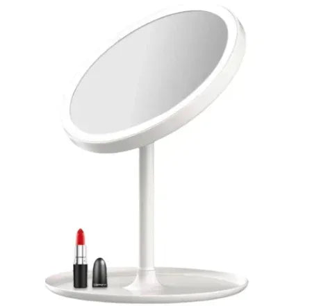 Vanity Beauty Mirror, Round Free-Standing, Non-Slip Base, for Bedroom, Dressing Tables, Makeup, Decorative Desktops (White)