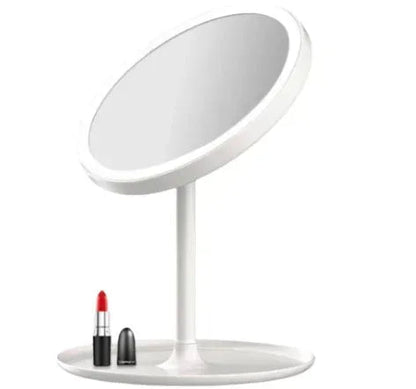 Vanity Beauty Mirror, Round Free-Standing, Non-Slip Base, for Bedroom, Dressing Tables, Makeup, Decorative Desktops (White)