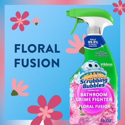 Scrubbing Bubbles Flowers & Showers, Bathroom Grime Fighter Spray, Rainshower, Petal Paradise, and Floral Fusion, 32 oz., 3 pk.