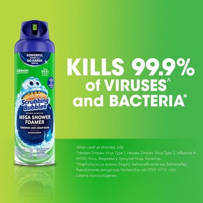 Scrubbing Bubbles Mega Shower Aerosol, Disinfectant Spray, Rainshower Scent, 20 oz., 3 ct. (PACK OF 3 )