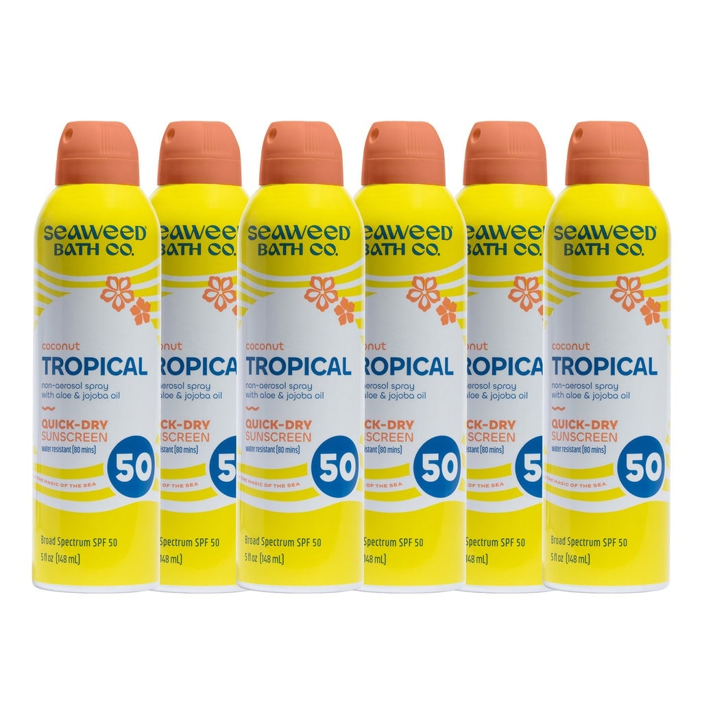 Seaweed Bath Co. Tropical Quick-Dry Sunscreen Spray SPF 50, 5 oz, 6-pack