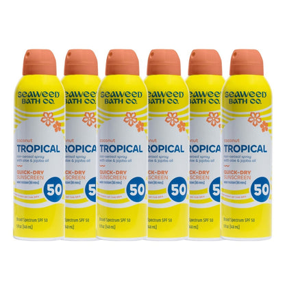 Seaweed Bath Co. Tropical Quick-Dry Sunscreen Spray SPF 50, 5 oz, 6-pack