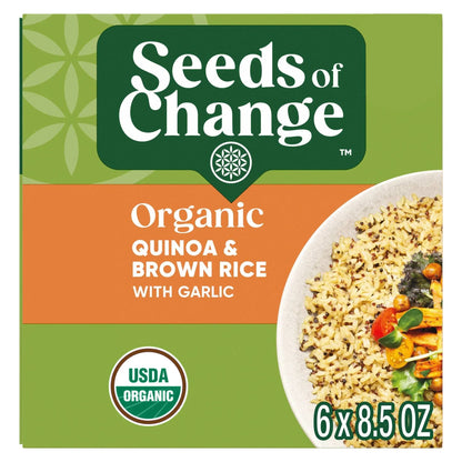 Seeds of Change, Organic Quinoa and Brown Rice with Garlic, 8.5 oz Pouch, 6-Count