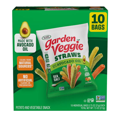 Sensible&nbsp;Portions&nbsp;Garden&nbsp;Veggie&nbsp;Straws Made with Avocado Oil,&nbsp;Sea&nbsp;Salt&nbsp;Flavor,&nbsp;0.75 oz Snack Bag, 10 Count