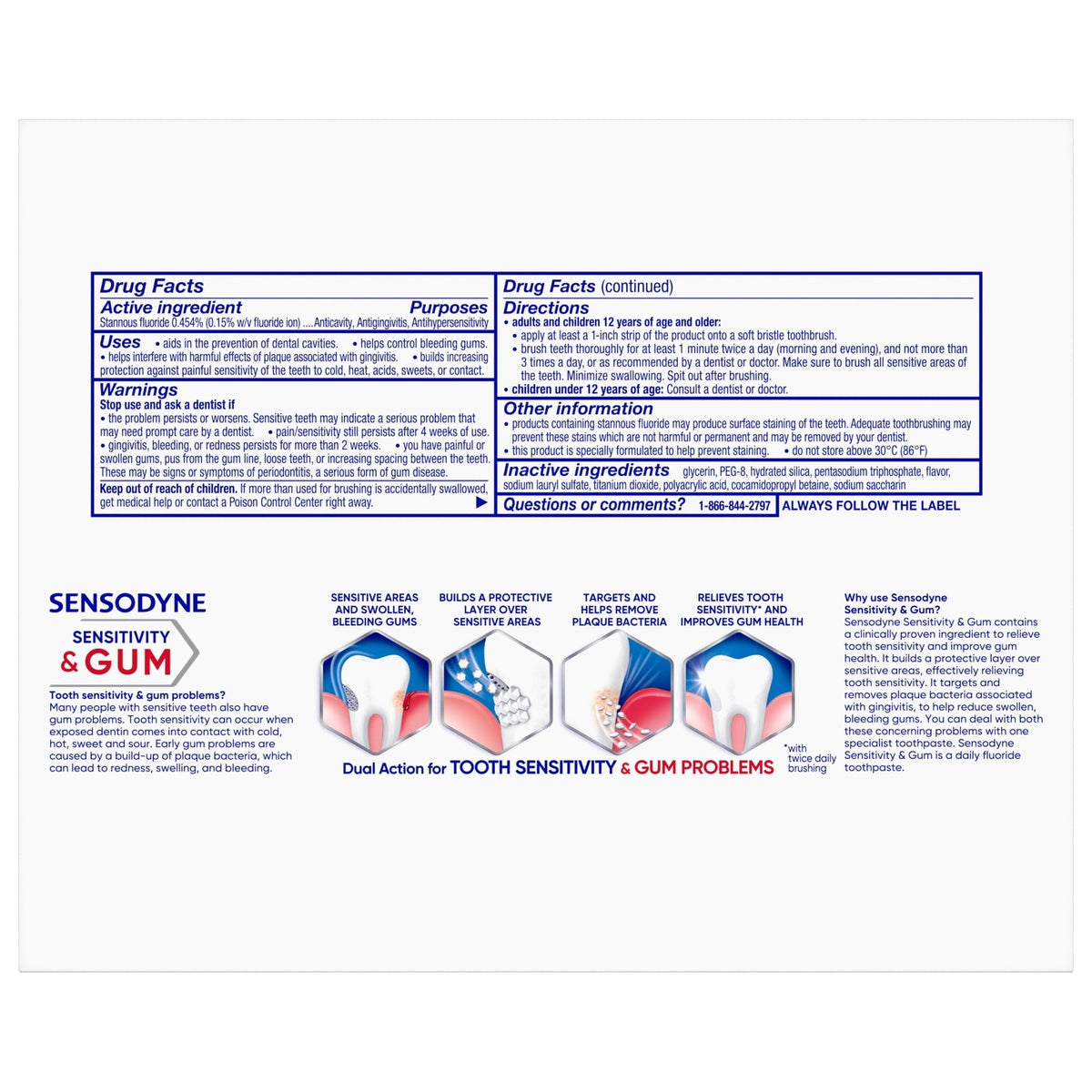 Sensodyne Sensitivity and Gum Sensitive Toothpaste, 3 x 3.4 Oz