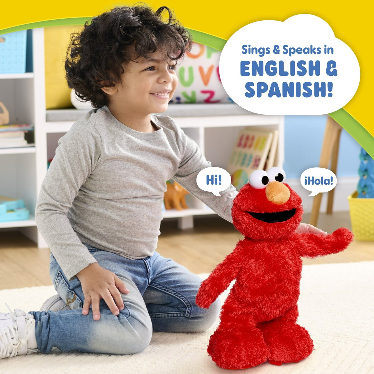 Sesame Street Hokey Pokey Elmo Plush with Music and Motion, 14-inch Bilingual Plush, Ages 18 Months+