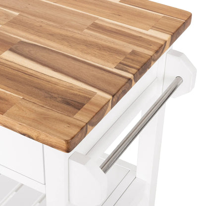 Seville Kitchen Cart with Acacia Shelves