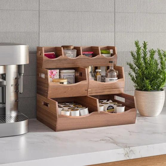 Seville Classics Acacia Stacking Bins, 4 piece