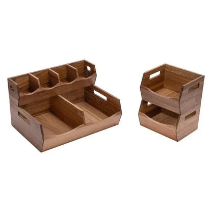 Seville Classics Acacia Stacking Bins, 4 piece