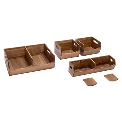 Seville Classics Acacia Stacking Bins, 4 piece