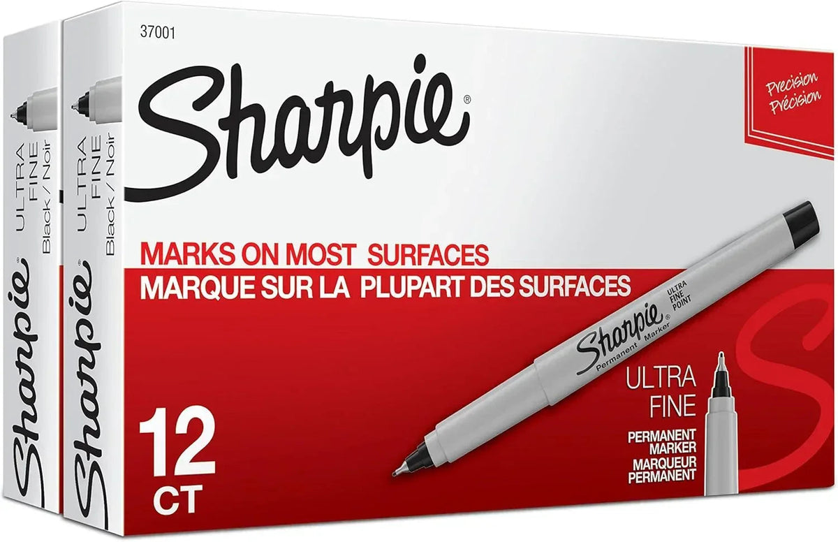 Sharpie Permanent Fine Tip Markers, Black, 24 Count