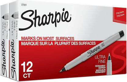 Sharpie Permanent Fine Tip Markers, Black, 24 Count
