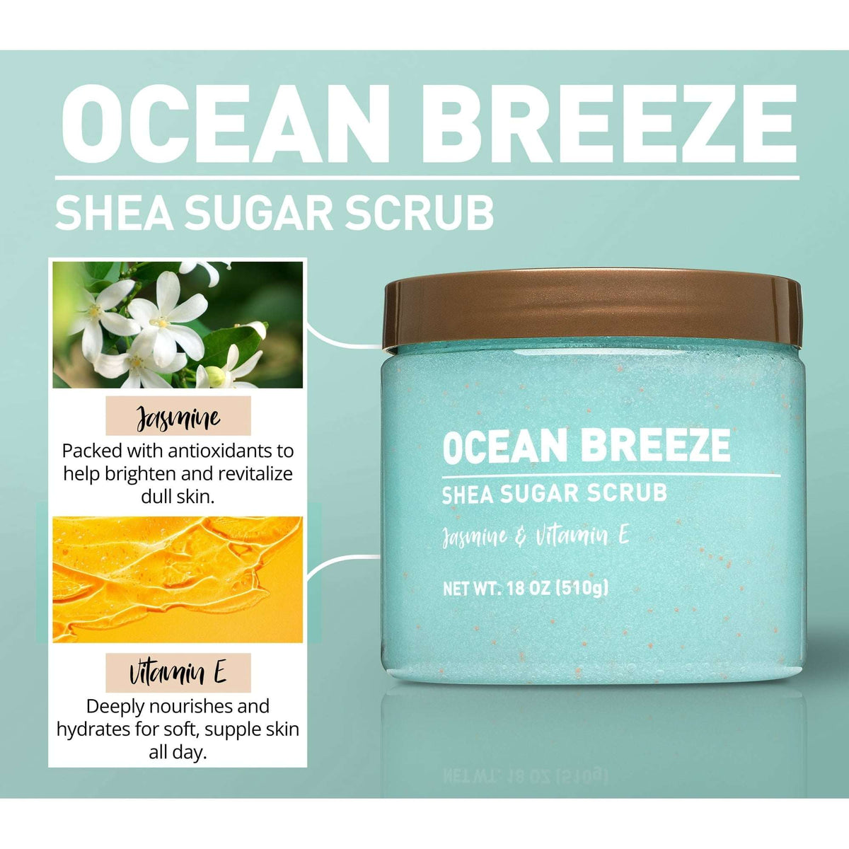 Shea Sugar Scrub, Ocean Breeze, 18 oz (3  pack)