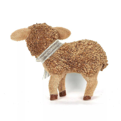 Sheep With Wood Rose Accents Set of 2