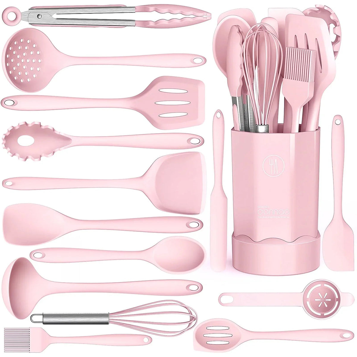Silicone Cooking Utensils Set - Heat Resistant Kitchen Utensils BPA FREE,Turner Tongs,Spatula,Spoon,Brush,Whisk,Kitchen Utensil Gadgets Tools Set for Nonstick Cookware,Dishwasher Safe