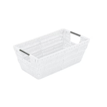Simplify Small Shelf Rattan Tote Storage Basket in Chocolate