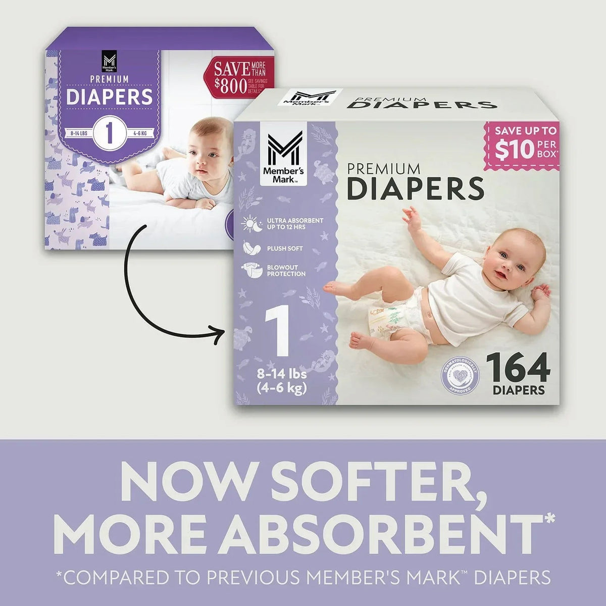 Member's Mark Premium Baby Diapers, Choose Size