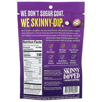 SKINNYDIPPED SuperDark + Sea Salt Chocolate Covered Almonds, 3.5 Ounce Resealable Bag, 1 Count Super Dark + Sea Salt 3.5 Ounce (Pack of 1)