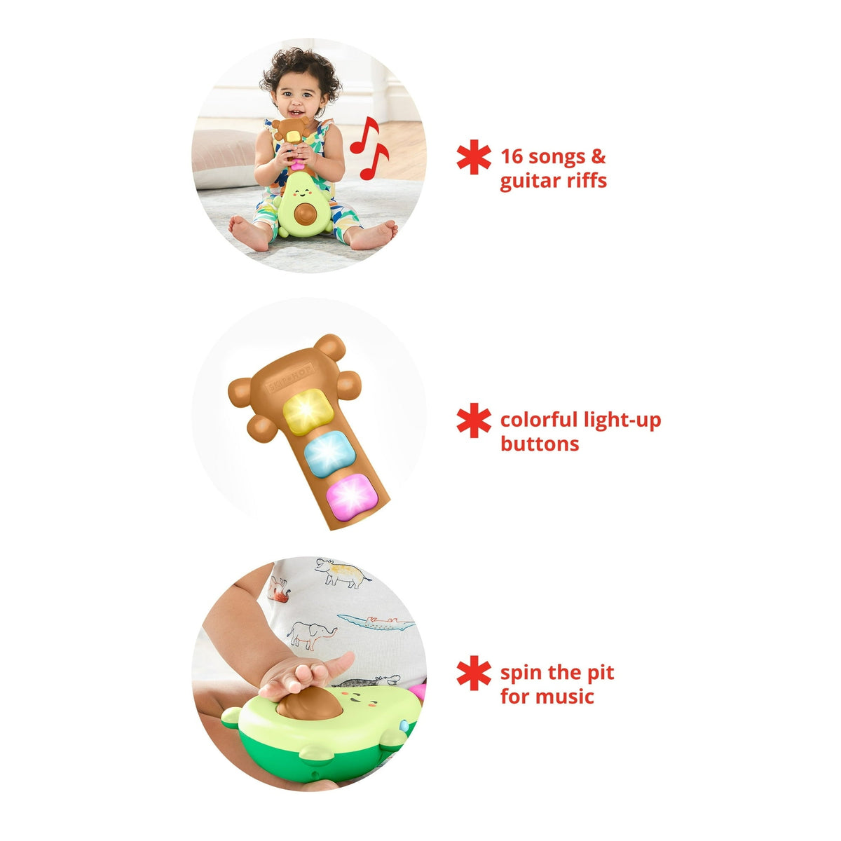Skip Hop Farmstand Rock-a-Mole Guitar Baby Toy for Ages 6m+