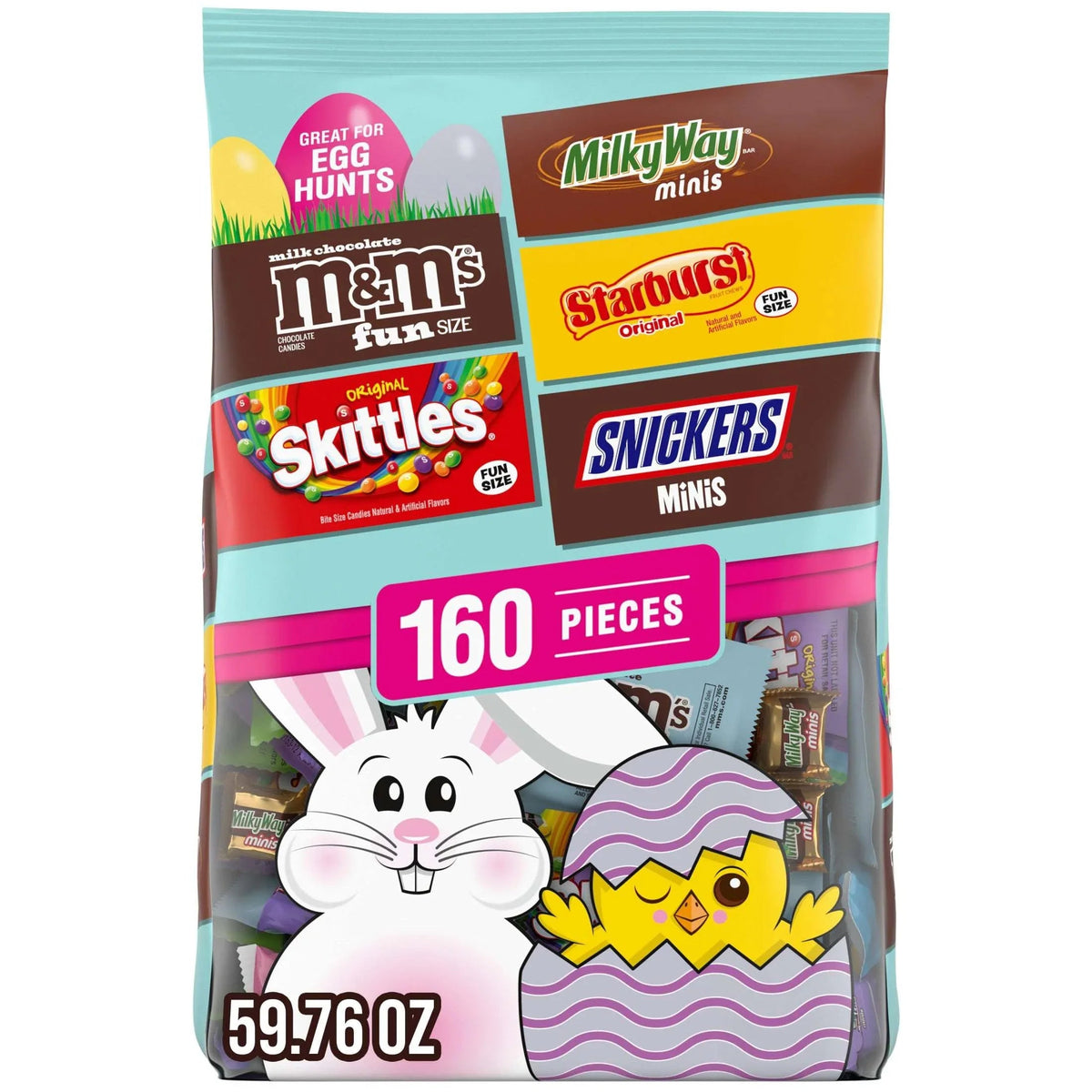 M&M's, Skittles, Snickers, & Starburst Easter Basket Stuffers Variety Pack - 55 Ct Bulk Bag
