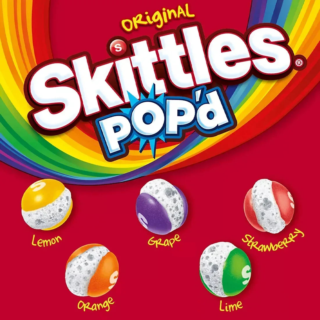 Skittles Pop'd Originals Freeze Dried Candy, Resealable Bag, 2 pk./5.5 oz.
