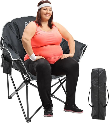 Slsy Double Camping Chair, Extra Padded Loveseat for 3 Prson Heavy Duty Folding Loveseat with Cup Holders for Camping, Fishing, or Hunting