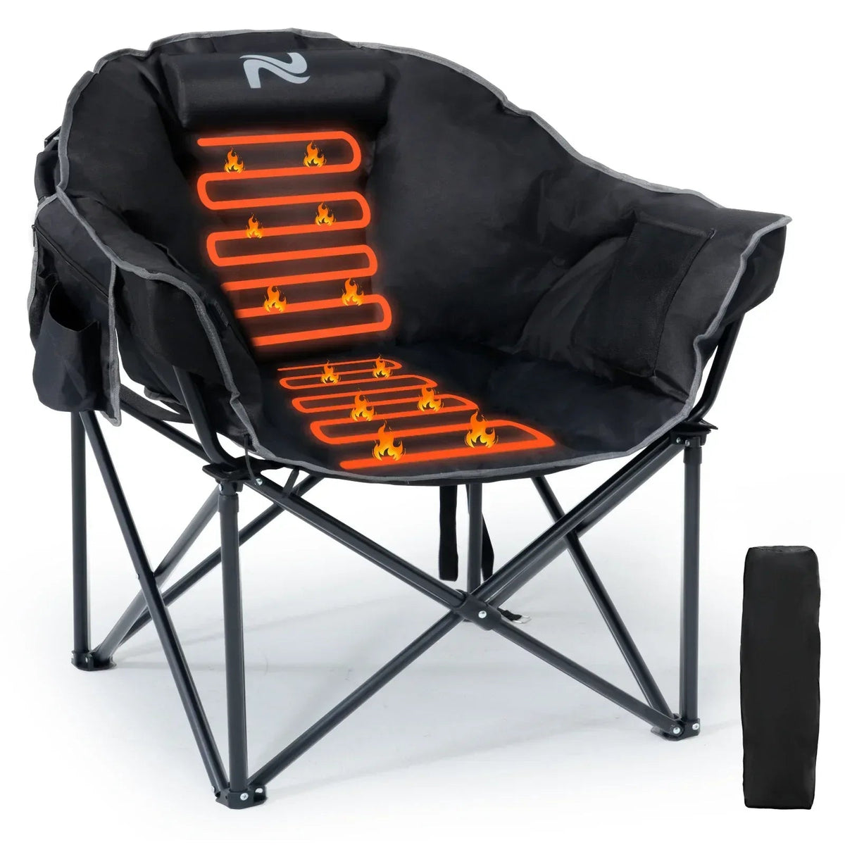 Slsy Double Camping Chair, Extra Padded Loveseat for 3 Prson Heavy Duty Folding Loveseat with Cup Holders for Camping, Fishing, or Hunting