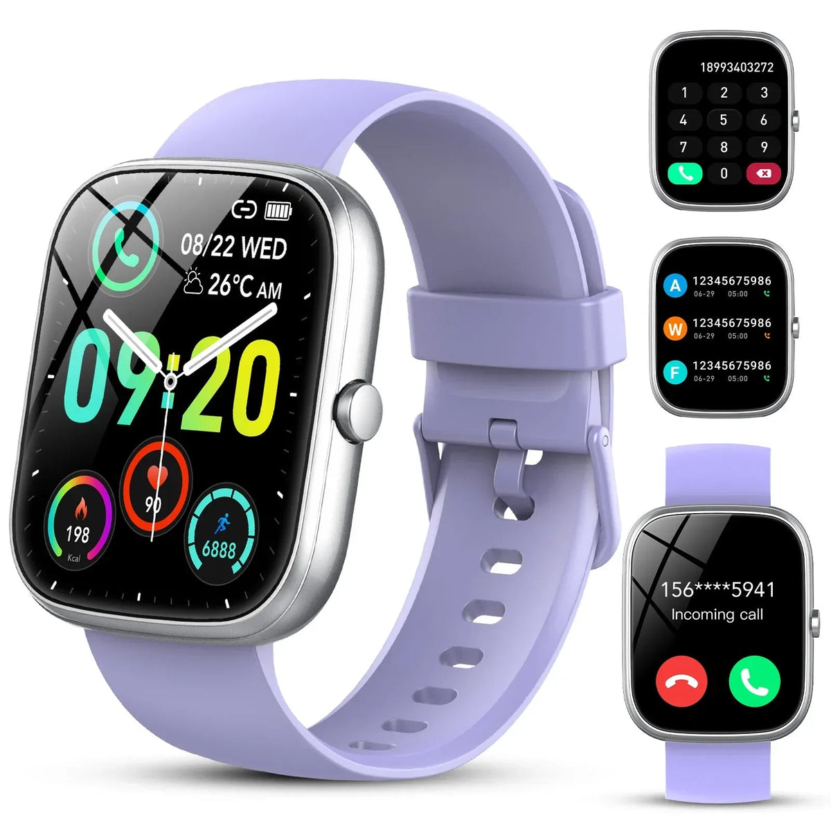 Smart Watch Fits for Android and iPhone, IP68 Waterproof Smartwatch for Women Men 100+ Sports Modes 1.91-inch Fitness Tracker, Smart Watch with Bluetooth Call(Answer/Make Calls), for Gift Black