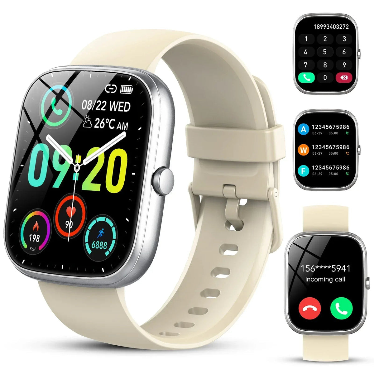 Smart Watch Fits for Android and iPhone, IP68 Waterproof Smartwatch for Women Men 100+ Sports Modes 1.91-inch Fitness Tracker, Smart Watch with Bluetooth Call(Answer/Make Calls), for Gift Black