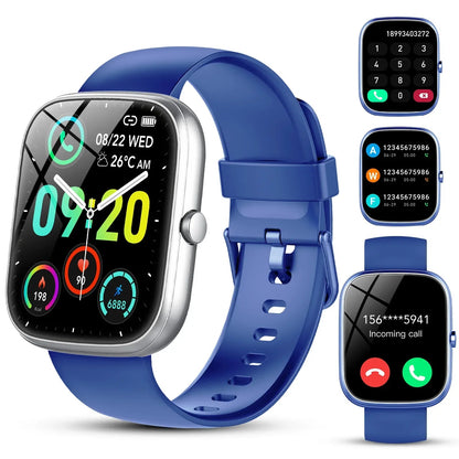 Smart Watch Fits for Android and iPhone, IP68 Waterproof Smartwatch for Women Men 100+ Sports Modes 1.91-inch Fitness Tracker, Smart Watch with Bluetooth Call(Answer/Make Calls), for Gift Black