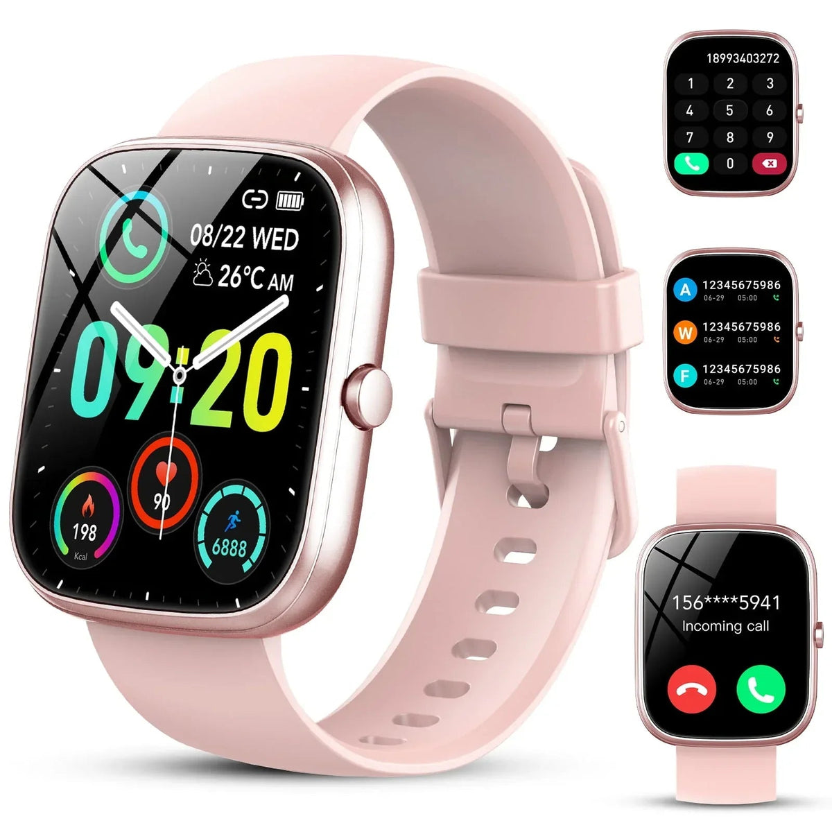 Smart Watch Fits for Android and iPhone, IP68 Waterproof Smartwatch for Women Men 100+ Sports Modes 1.91-inch Fitness Tracker, Smart Watch with Bluetooth Call(Answer/Make Calls), for Gift Black