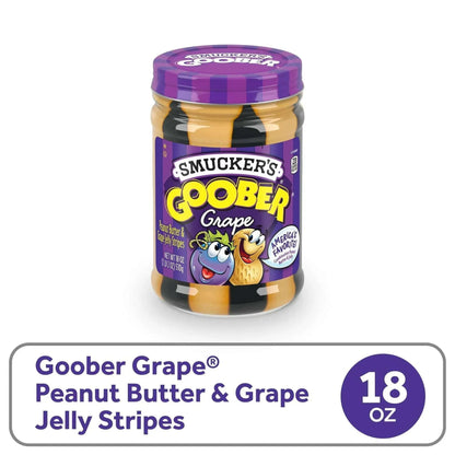 Smucker’s Goober Grape, Peanut Butter & Grape Jelly Stripes, 18 oz Jar