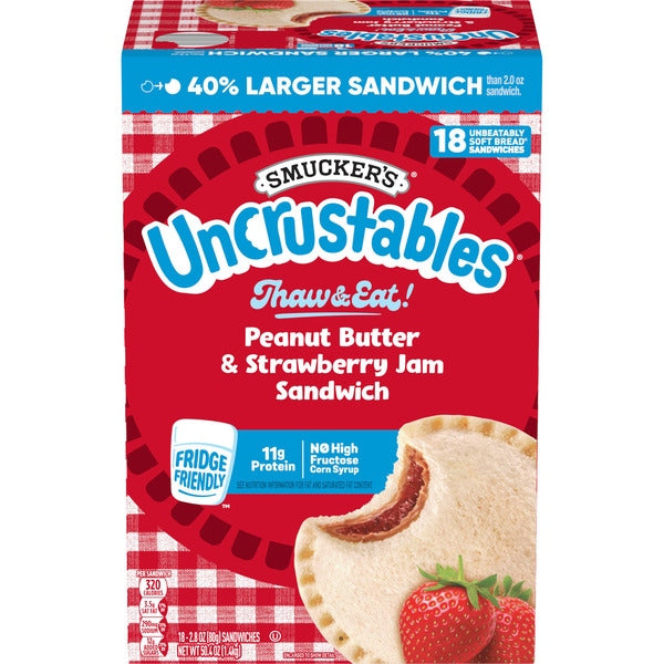 Smucker's Uncrustables Peanut Butter & Strawberry Jam Sandwiches, Each, Frozen