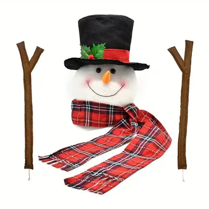 Soft Stuffed Snowman Tree Topper with Arms – Fabric Fluffy Christmas Ornament for Holiday Tree & Party Decorations (Child-Safe, No Dangerous Parts)