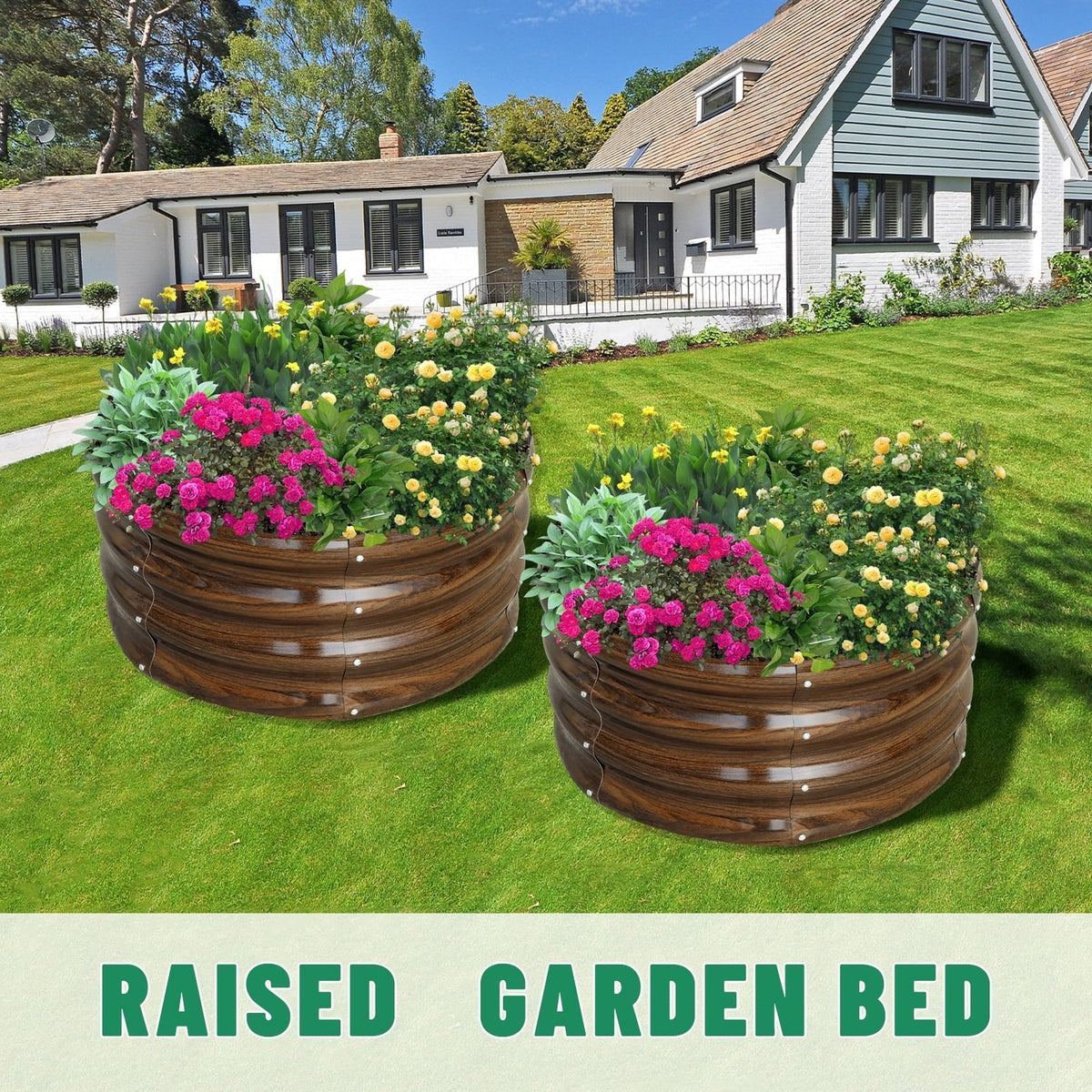 SnugNiture Galvanized Raised Garden Bed, 2Pcs 2x2x1ft Outdoor Raised Beds Kit for Vegetables and Flowers