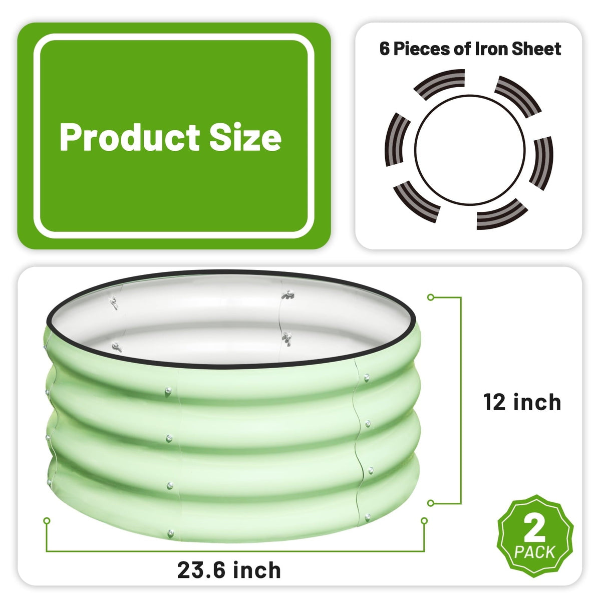 SnugNiture Galvanized Raised Garden Bed, 2Pcs 2x2x1ft Outdoor Raised Beds Kit for Vegetables and Flowers