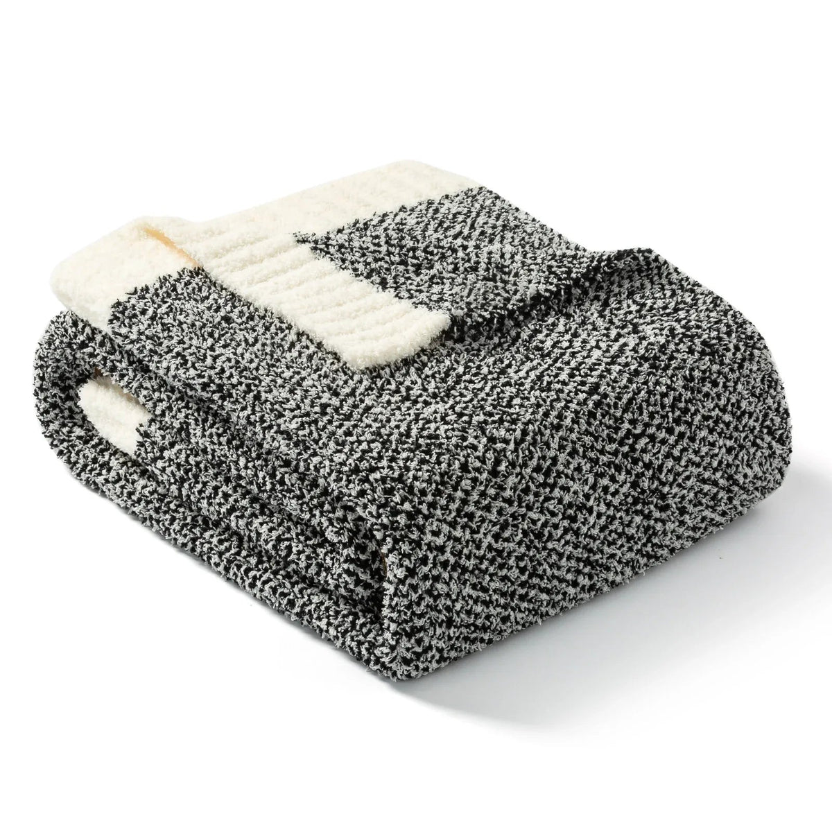Snuggle Sac Heather Beige Throw Blanket for Couch, Ultra Soft Microfiber Knitted Blanket Cozy Warm Blankets, Beige, 50x70 inches