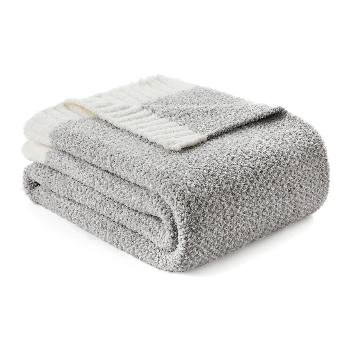 Snuggle Sac Heather Beige Throw Blanket for Couch, Ultra Soft Microfiber Knitted Blanket Cozy Warm Blankets, Beige, 50x70 inches