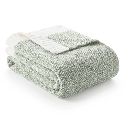 Snuggle Sac Heather Beige Throw Blanket for Couch, Ultra Soft Microfiber Knitted Blanket Cozy Warm Blankets, Beige, 50x70 inches