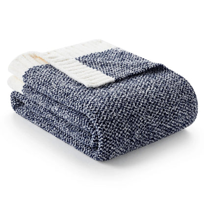 Snuggle Sac Heather Beige Throw Blanket for Couch, Ultra Soft Microfiber Knitted Blanket Cozy Warm Blankets, Beige, 50x70 inches