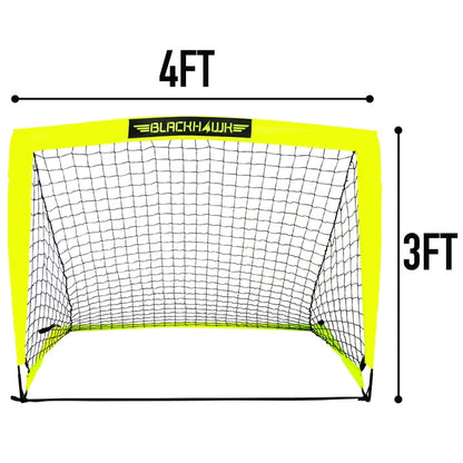 Franklin Sports Blackhawk Soccer Goal - Pop up - Indoor + Outdoor - Adult + Kids - 4' x 3' - Yellow