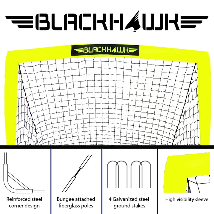 Franklin Sports Blackhawk Soccer Goal - Pop up - Indoor + Outdoor - Adult + Kids - 4' x 3' - Yellow