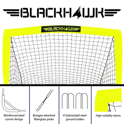 Franklin Sports Blackhawk Soccer Goal - Pop up - Indoor + Outdoor - Adult + Kids - 4' x 3' - Yellow