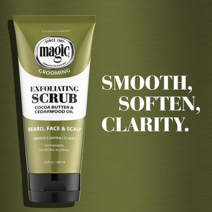 SoftSheen-Carson Magic Grooming Men's Facial Exfoliating Scrub Butter with Cocoa Butter & Cedarwood Oil for Dry Skin 6.8 fl oz