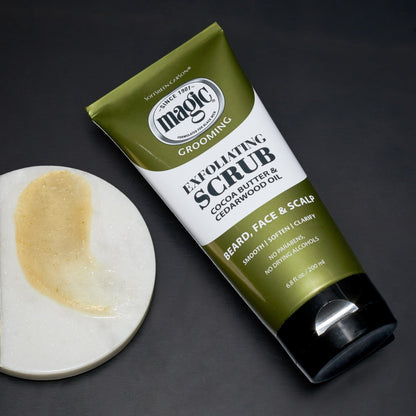 SoftSheen-Carson Magic Grooming Men's Facial Exfoliating Scrub Butter with Cocoa Butter & Cedarwood Oil for Dry Skin 6.8 fl oz