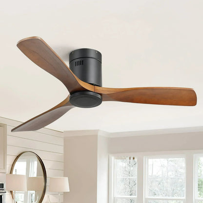 Sofucor 52 Inch Modern Flush Mount Ceiling Fan with Wood Blades