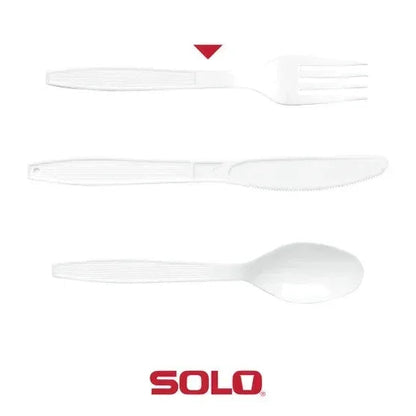 Solo Heavyweight Plastic Fork, White, 500-count